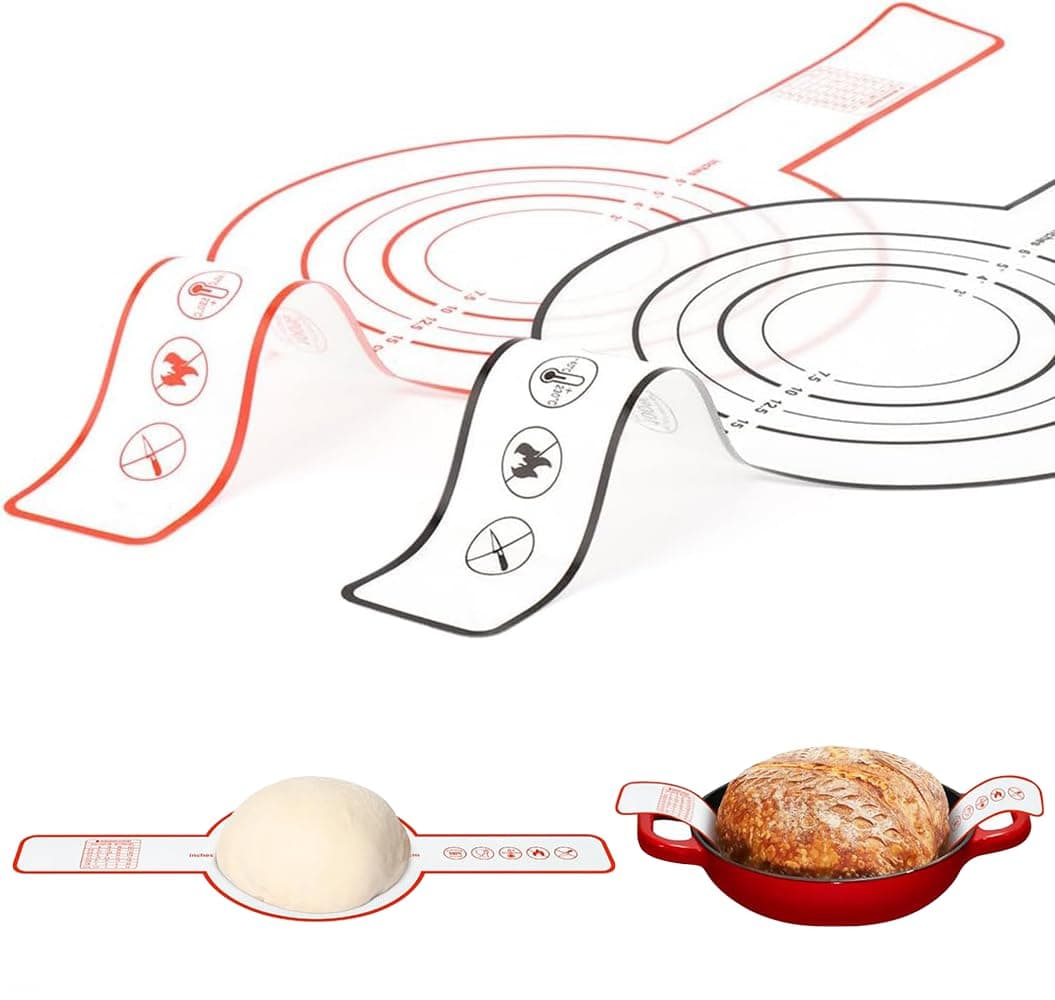 Sourdough Silicone Baking Mat, 2pcs Reusable Bread Sling With Long Handle, Non-Stick and Easy Clean for Transferring (2)