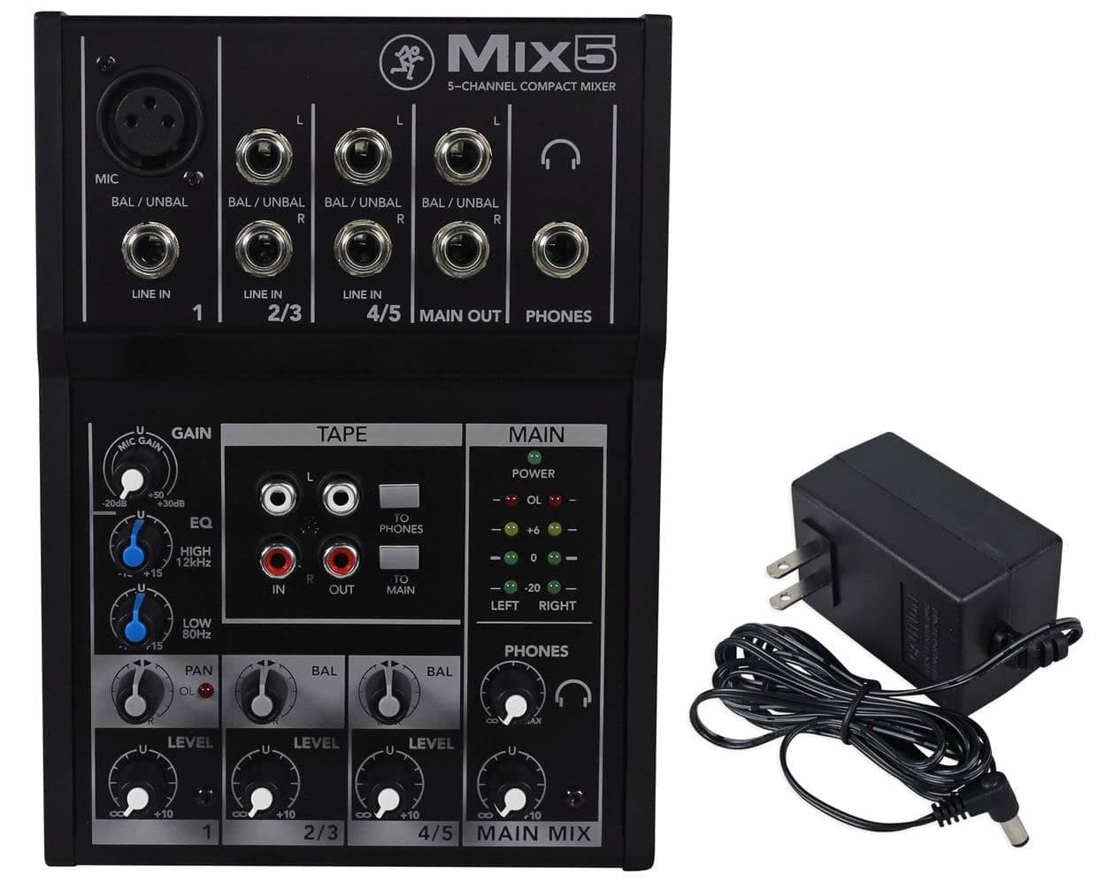 Mackie Mix5 5-Channel Compact Mixer, Black