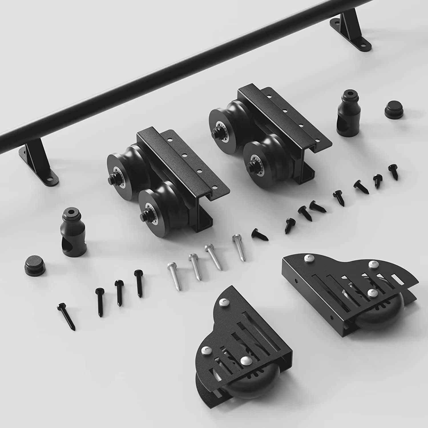 Rolling Library Ladder Hardware Kit, Telescopic Upper Roller, Multi-use for Loft Stairs/Bookshelf (3.3FT Sliding Kit)