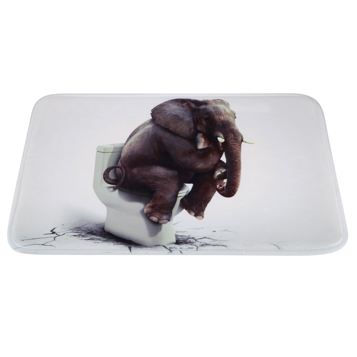 Non-Slip Large Bathroom Mat, Soft Funny Elephant Thinker Bath Rug for Children Kids Bedroom Living Room 23.2"x15.4"-Funny Elephant Thinker