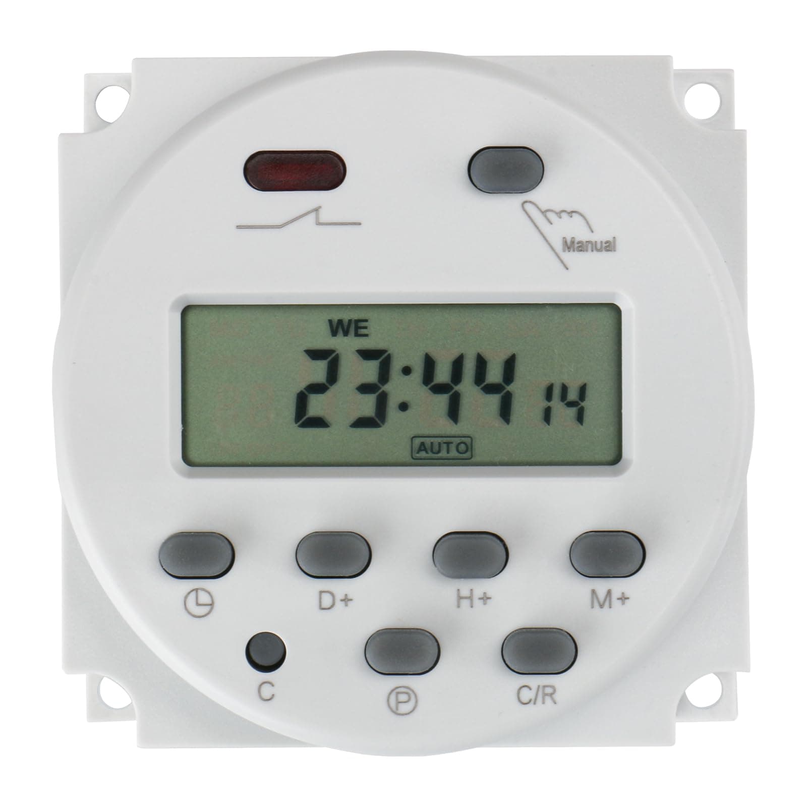 Time Switch Relay,Digital LCD Programmable Timer,12V DC/AC Input,200-250V 16A Output,28 Programs Daily/Weekly Schedule,CN101A for Lighting and Equipment Control