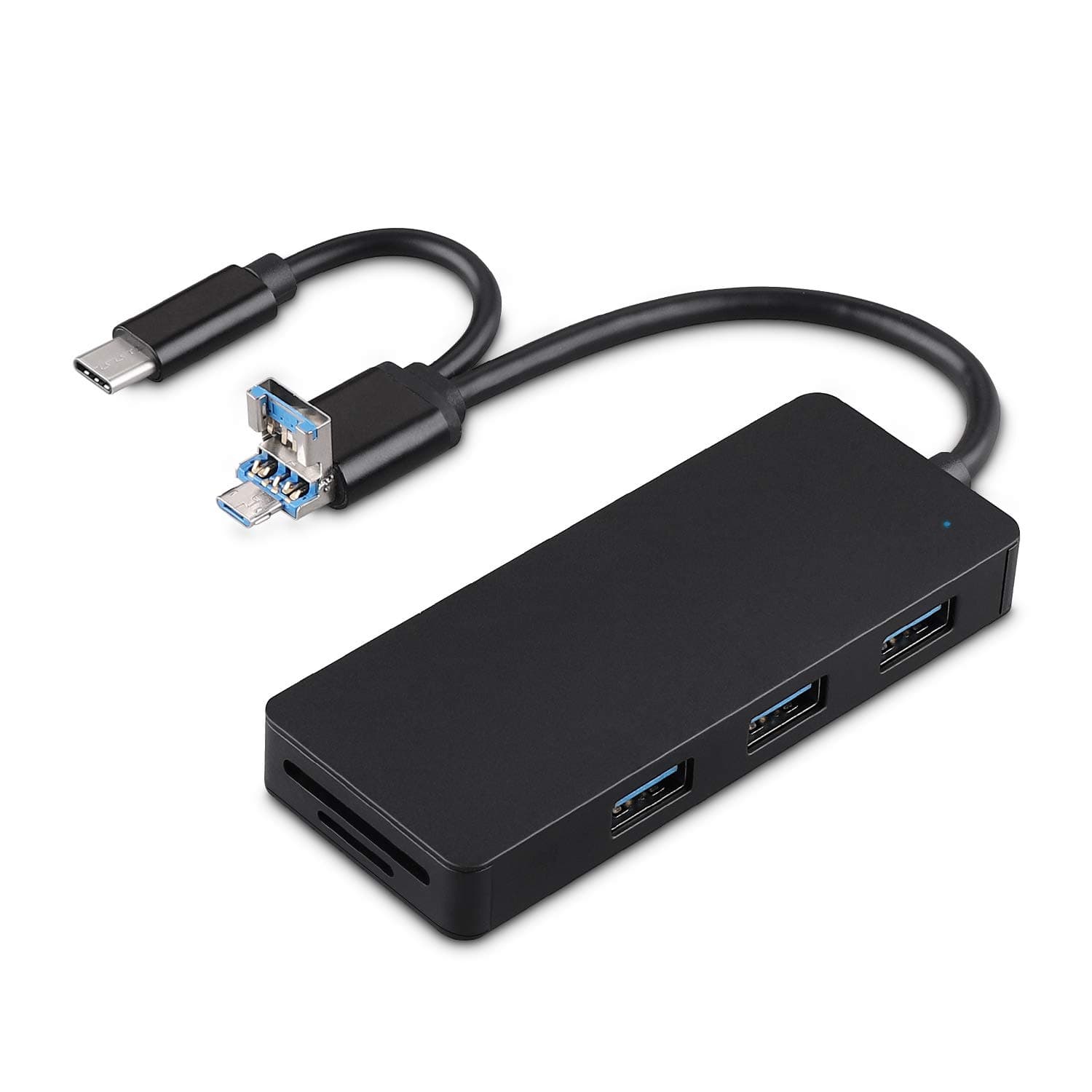 USB 3.0 Hub with SD Card Reader - Tendak USB C/Micro USB Hub Adapter with 3 USB 3.0 Ports and SD/Micro SD Card Port for SD/Micro SD(TF Card), MacBook, PC Laptop, Tablet Smartphones with OTG Function