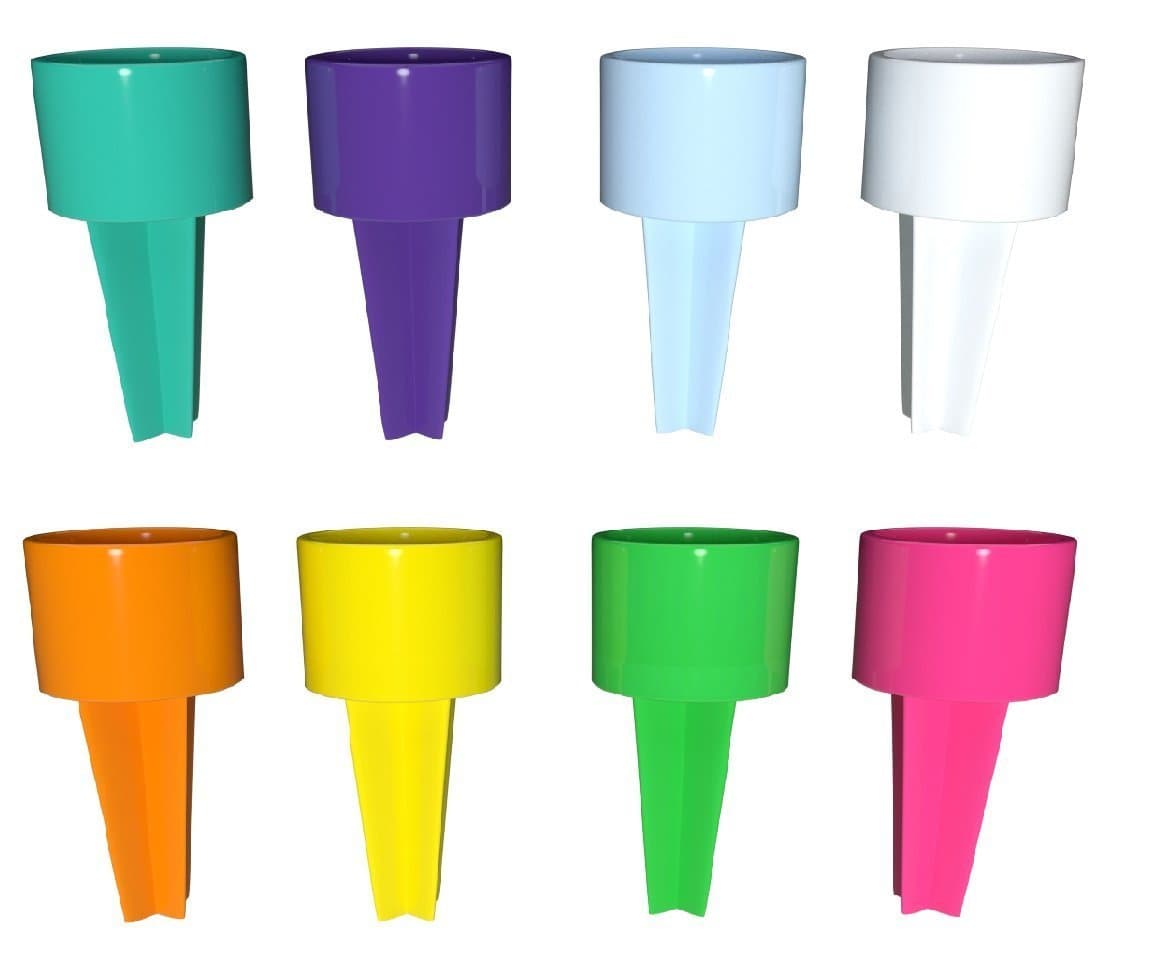 SPIKER Sand Coasters Plastic Beach Beverage Sand Cup Holders (Teal, Purple, Carolina Blue, White, Yellow, Tangerine, Kiwi & Strawberry) Set of 8