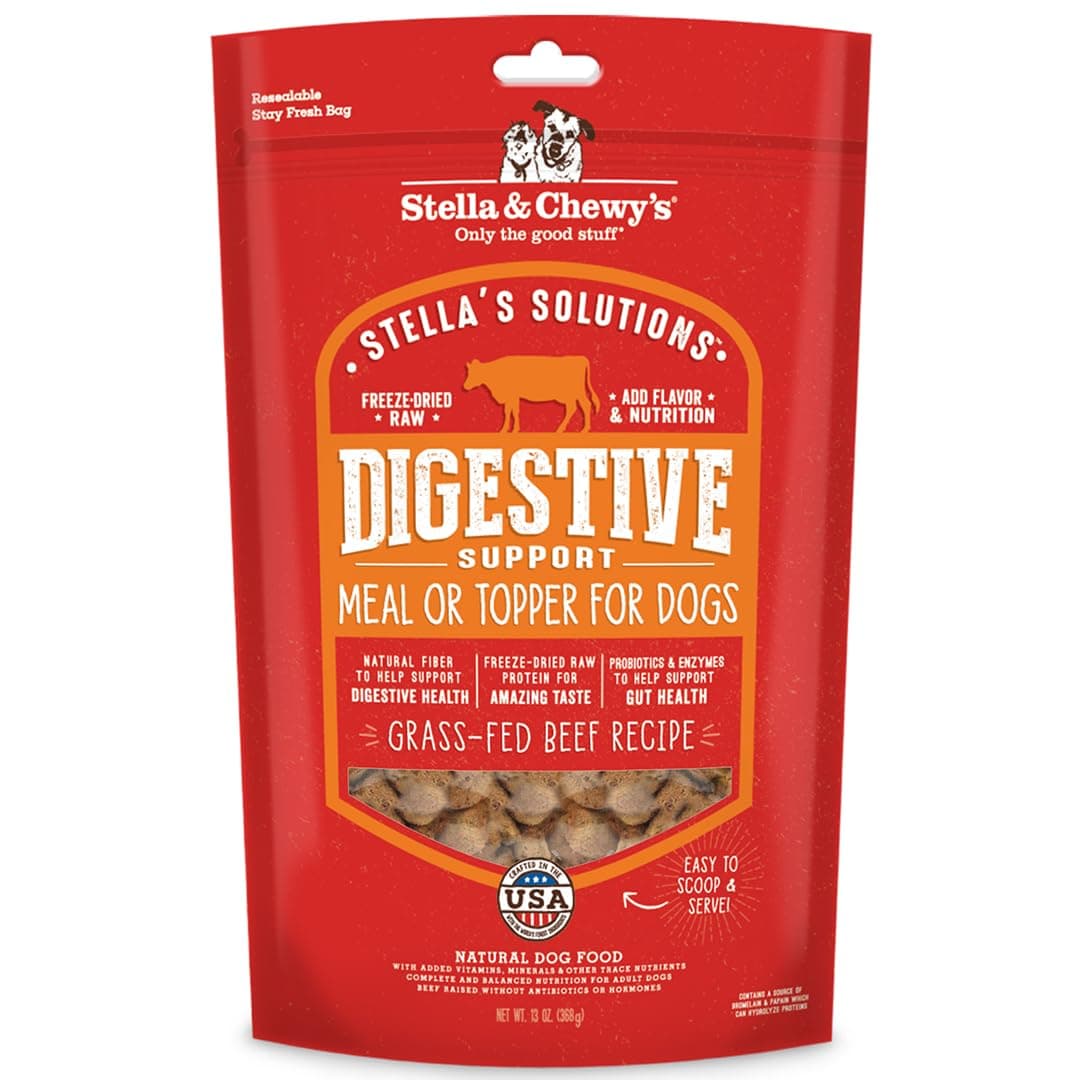 Freeze-Dried Raw Dog Food for Digestive Health - Grass-Fed Beef Dinner Morsels - Natural Solution for Sensitive Stomach, Gas & Firm Stools - Premium Raw Nutrition - 13oz