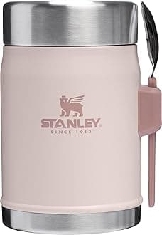 Stanley Classic Food Jar and Spoke 14oz | Vacuum Insulated Thermos Food Container | Wide Mouth Screw-On Lid | Stainless Steel | BPA Free | Rose Quartz