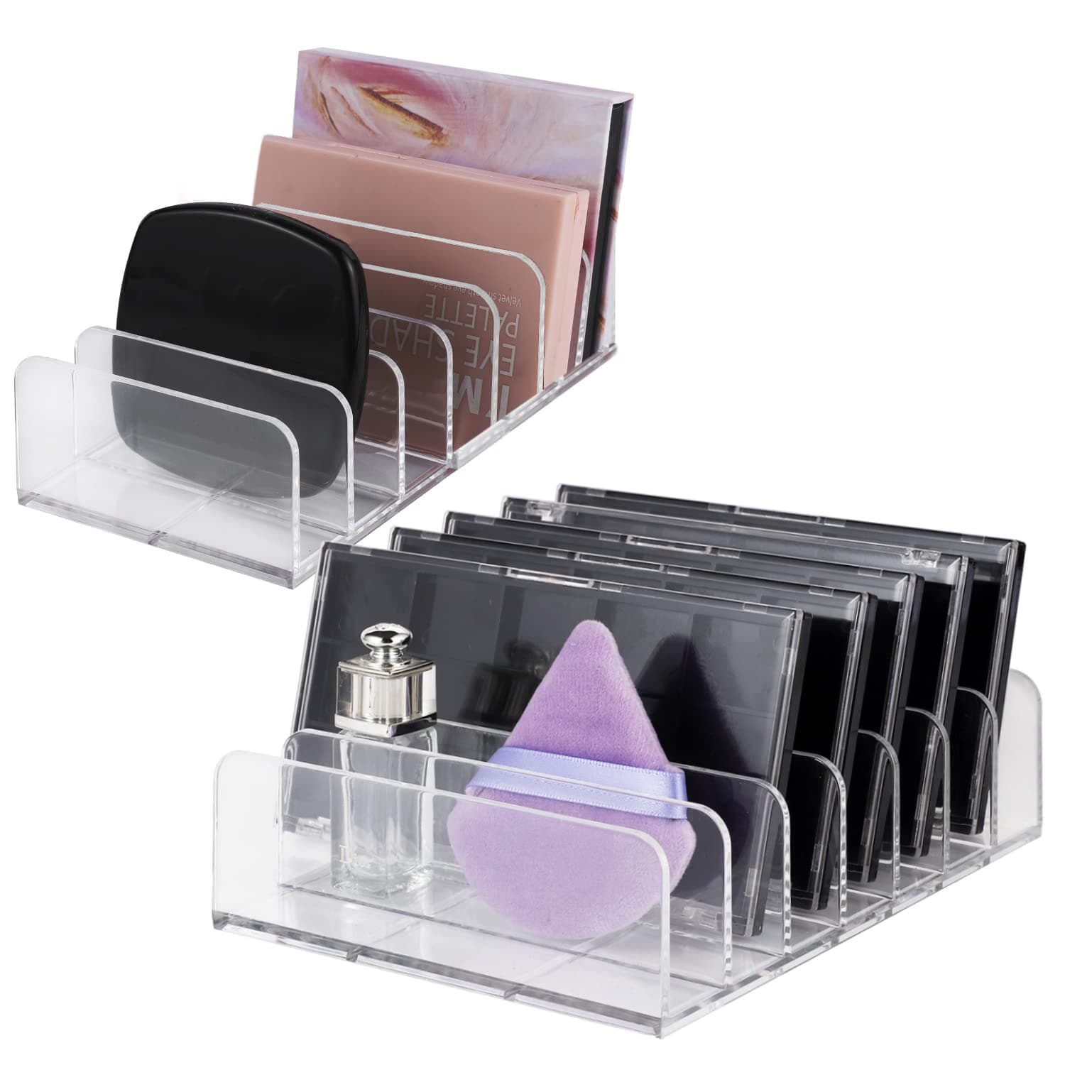 WSICSE 2 Pack Eyeshadow Makeup Palette Organizer, 7 Section Palette Holder Makeup Storage Organizer Mothers Day Gifts (S+M)