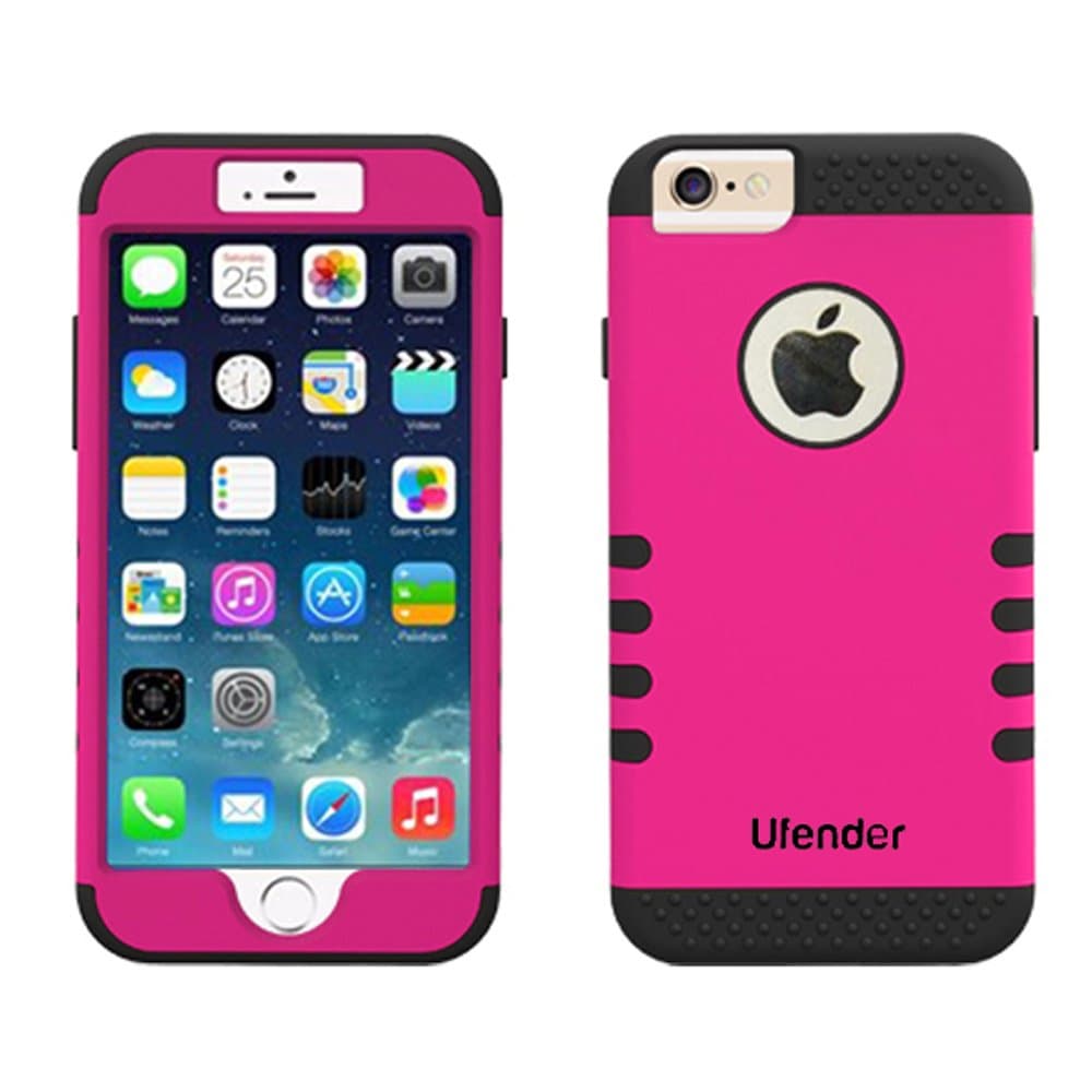 iPhone 6 Case, iPhone 6S Case, Ufender [Hybrid 3-in-1] Impact resistant Rugged Case Soft Silicone Interior Hard Exterior Shell Dual-Layer Scratch Resistance 3 Layer Slim Stylish (Hot Pink)