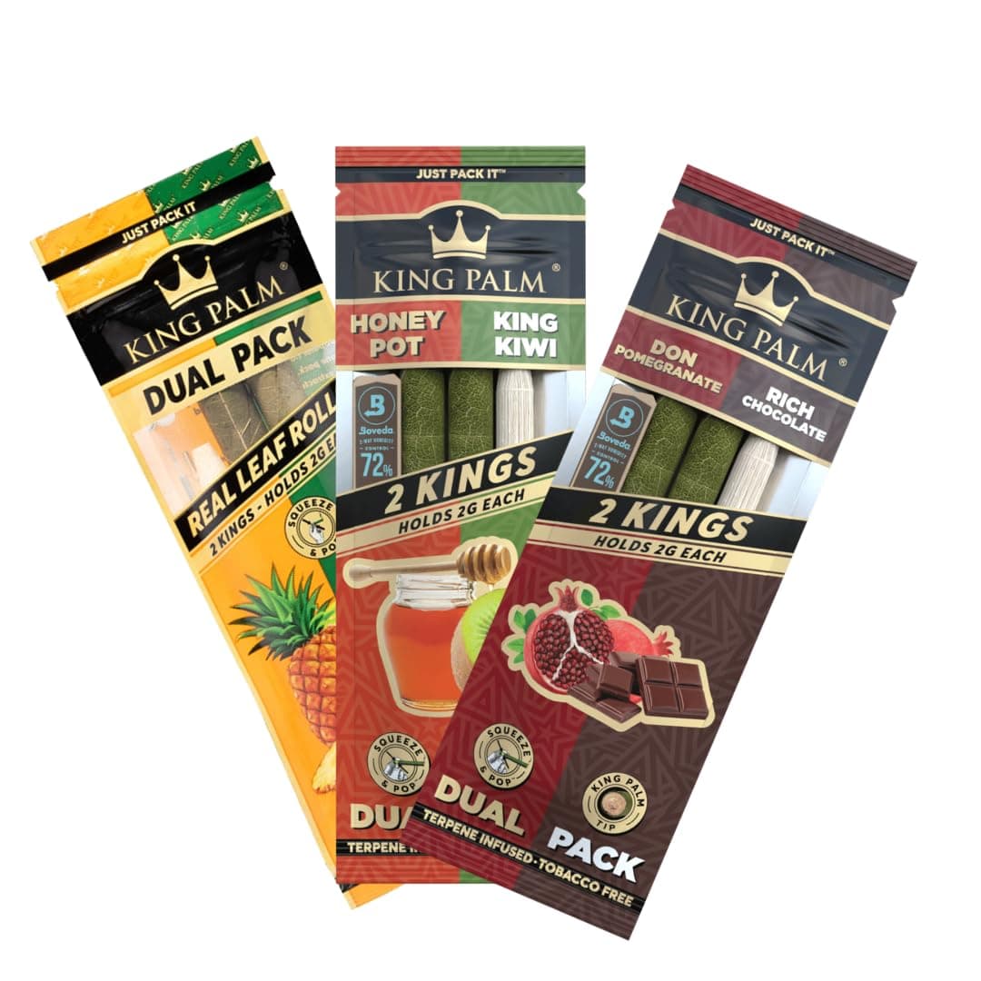 King Palm | Flavoured Pre Rolled Cones | 3 Flavour Multipack (King) 2g - (3 Flavours Included) - (Pineapple Watermelon - Honey Kiwi - Chocoloate Pomegrante)