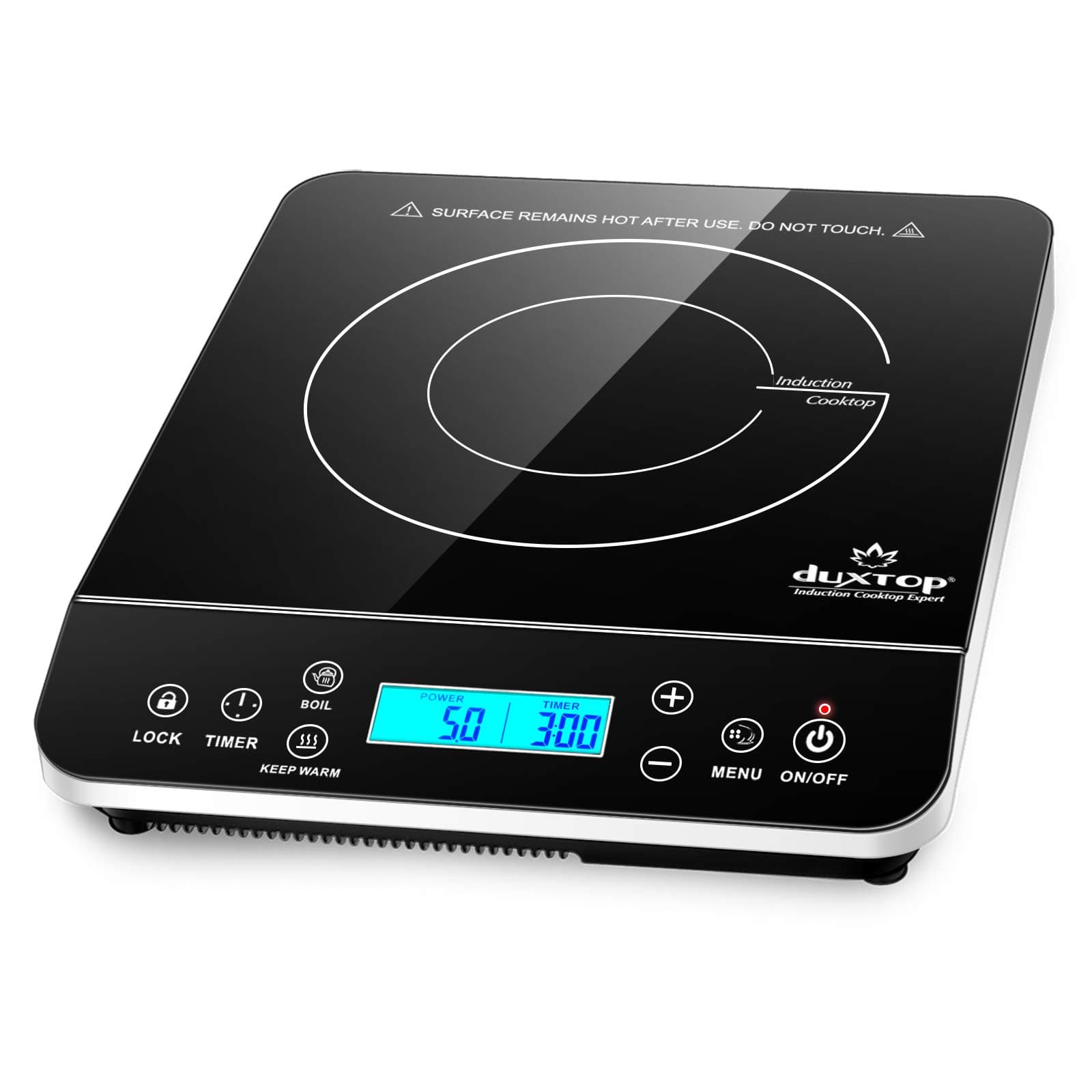 Duxtop Portable Induction Cooktop, Countertop Burner Induction Hot Plate with LCD Sensor Touch 1800 Watts, Silver 9600LS BT-200DZ
