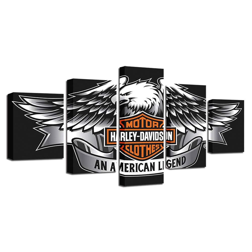 SJSF L Harley-Davidson Image Printed On Canvas 5 Panels Print Wall Art Picture Printings Canvases for Living Room Decoration NOT Included Framed,B,30x40*230x60*230x80*1