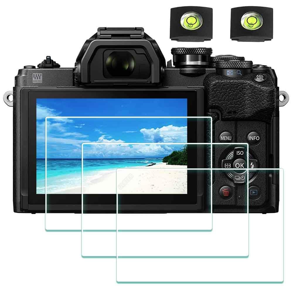 Screen Protector Appliable for Olympus E-M10 Mark IV III II I Camera & Hot Shoe Cover 0.3mm 9H Hardness Tempered Glass Flim, Anti-Scrach Anti-Fingerprint [3Pack]