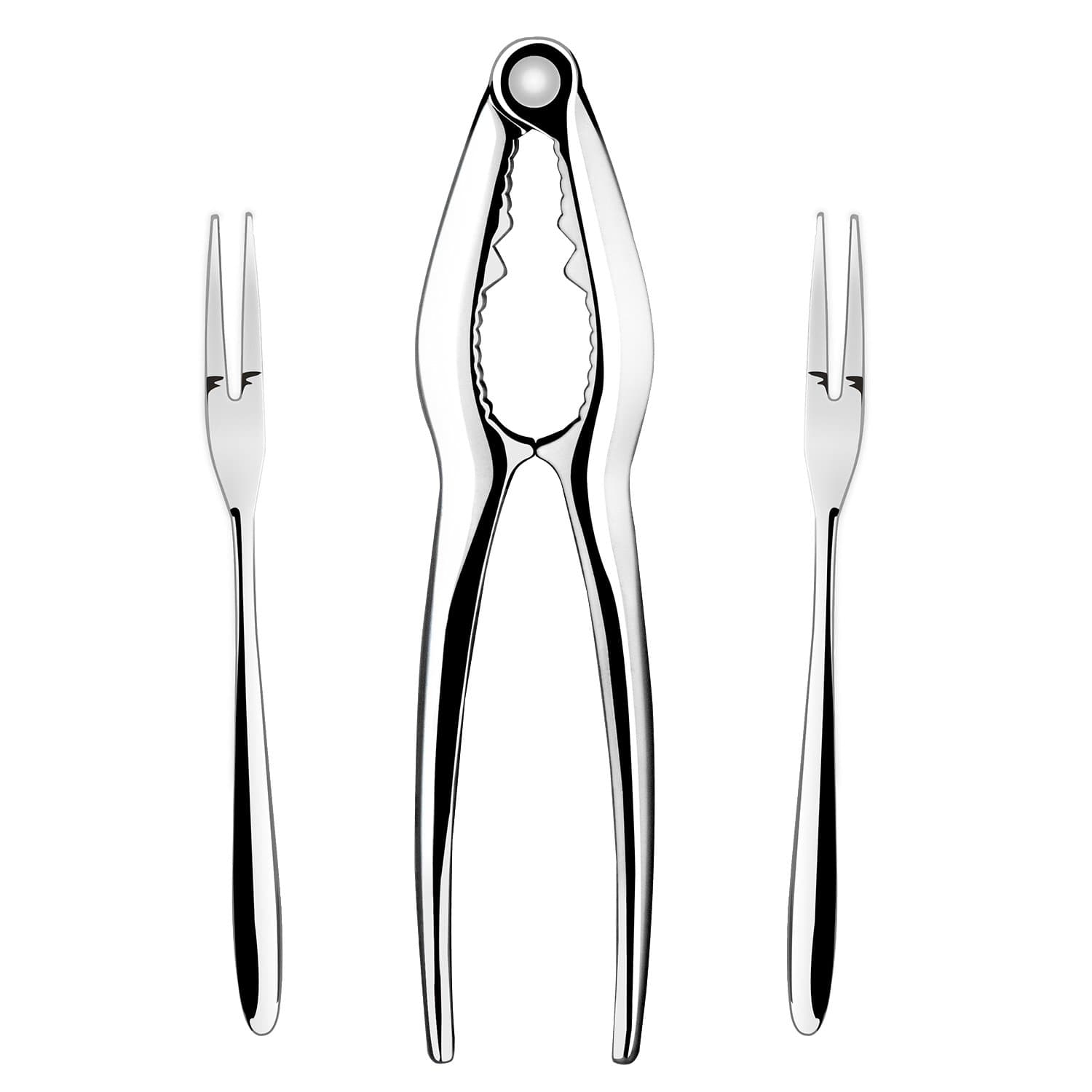 Seafood Tool Nutcracker Set, Line Winder Chrome Plated Zinc Alloy Lobster Openers Nuts Cracker, Multipurpose NutCrackers for Seafood like Lobster, Shell Fish, Crab Shells and Nuts Cracking (Silver)