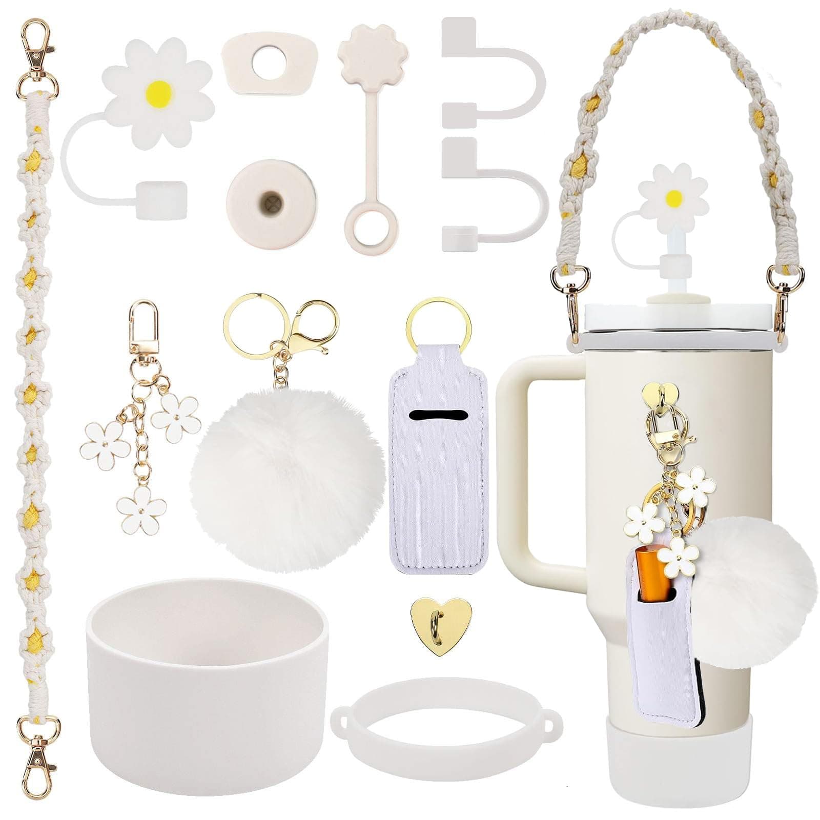 13 Pcs Stanley Cup Accessories Set Including Water Bottle Handle Strap, Siliocne Stanley Cup Boot, Siliocne Straw Cover, Stanley Charms for Stanleys Cup 40oz & 30oz Tumbler
