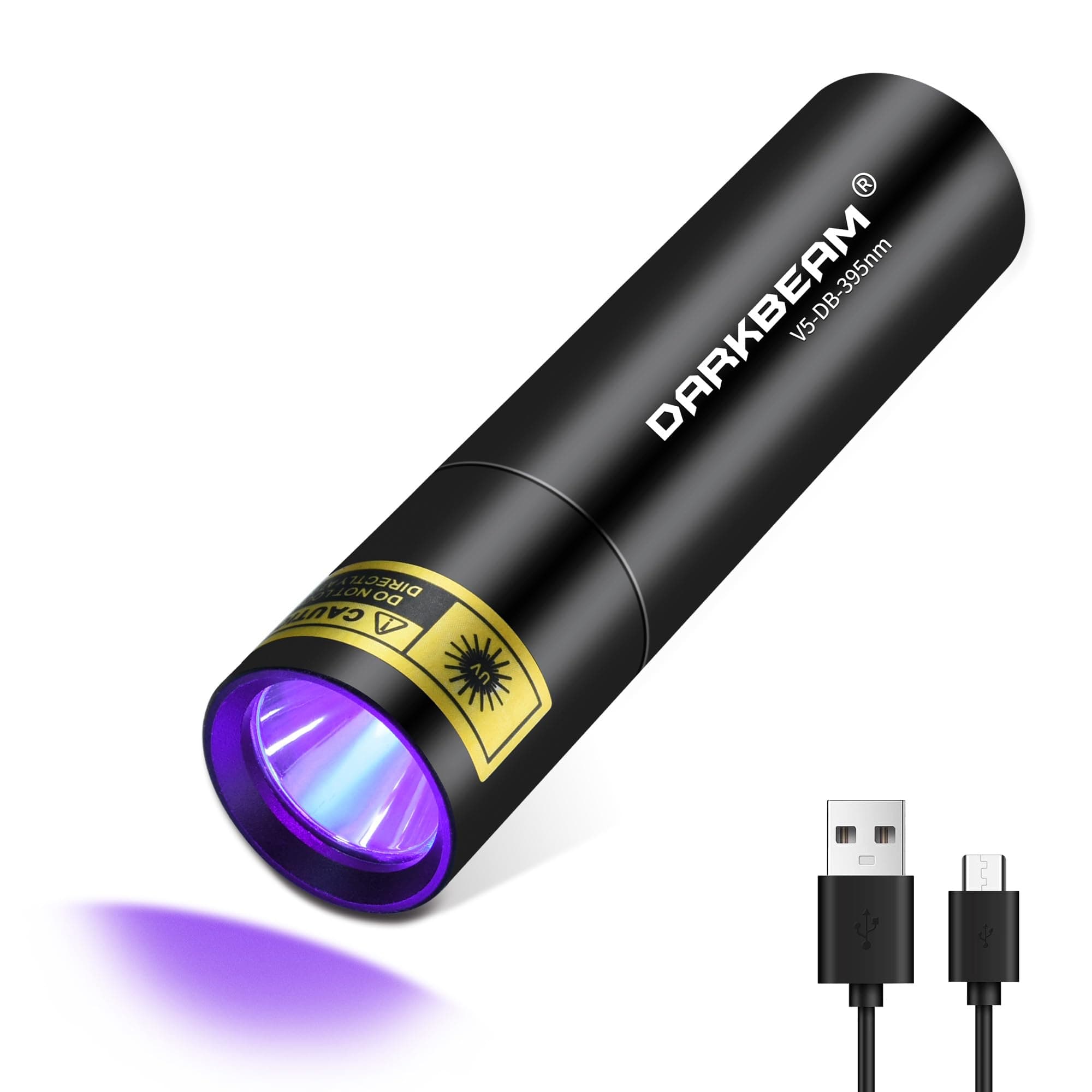 Flashlight UV Black Light 395 NM, Mini but Powerful USB- C LED Rechargeable Woods Lamp, Ultraviolet Flashlights for Pet Dog Urine, Stains Detection/Resin Curing/Fluorescent Agent