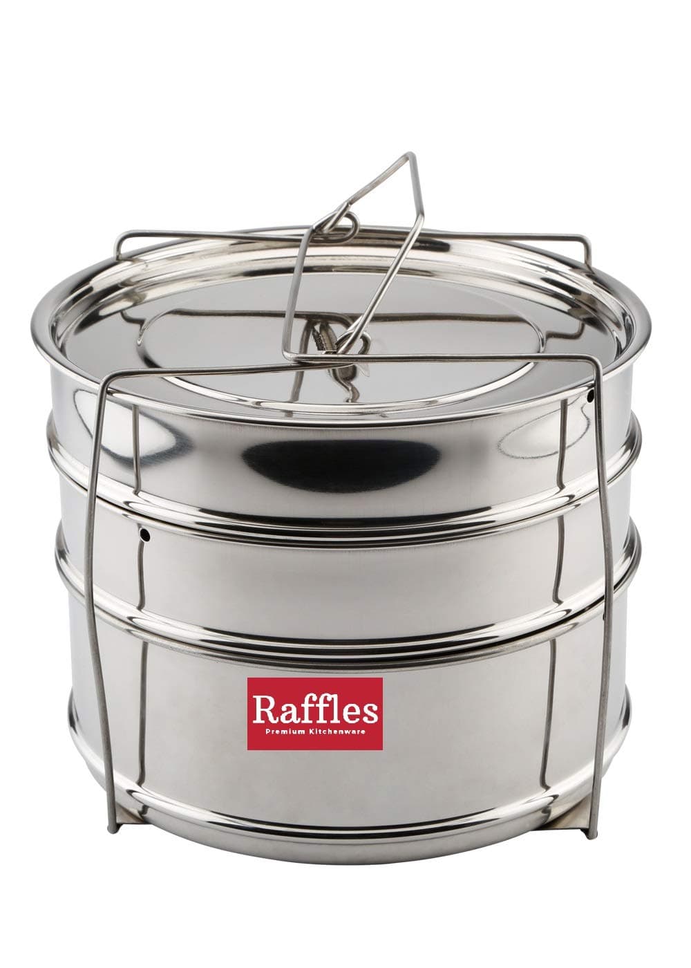 Raffles Premium SS Cooker Separator H6.5 Suitable for 6.5 litres Prestige Nakshatra and Nakshatra Plus Inner Lid Pressure Cookers (3 Containers with Lifter, Stainless Steel)