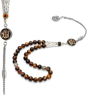 Special -Allah Tassel- Collection (8 mm -33 Beads) Worry Beads - Prayer Beads-Tesbih-Tasbih-Tasbeeh-Misbaha-Masbaha-Subha-Sebha-Sibha-Rosary (Tiger Eye Stone)