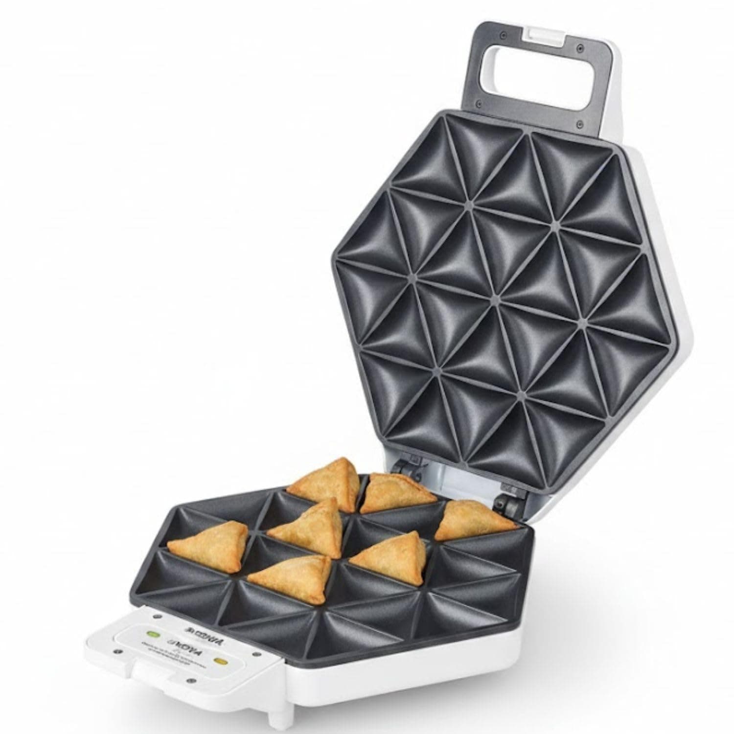 NOVA Electric Mini Samosa Maker | 24-Piece | 1400W | Non-Stick Coated Plates | Cool Touch Handle | 80% Less Fat | Stainless Steel Panel | Power & Ready Lights"