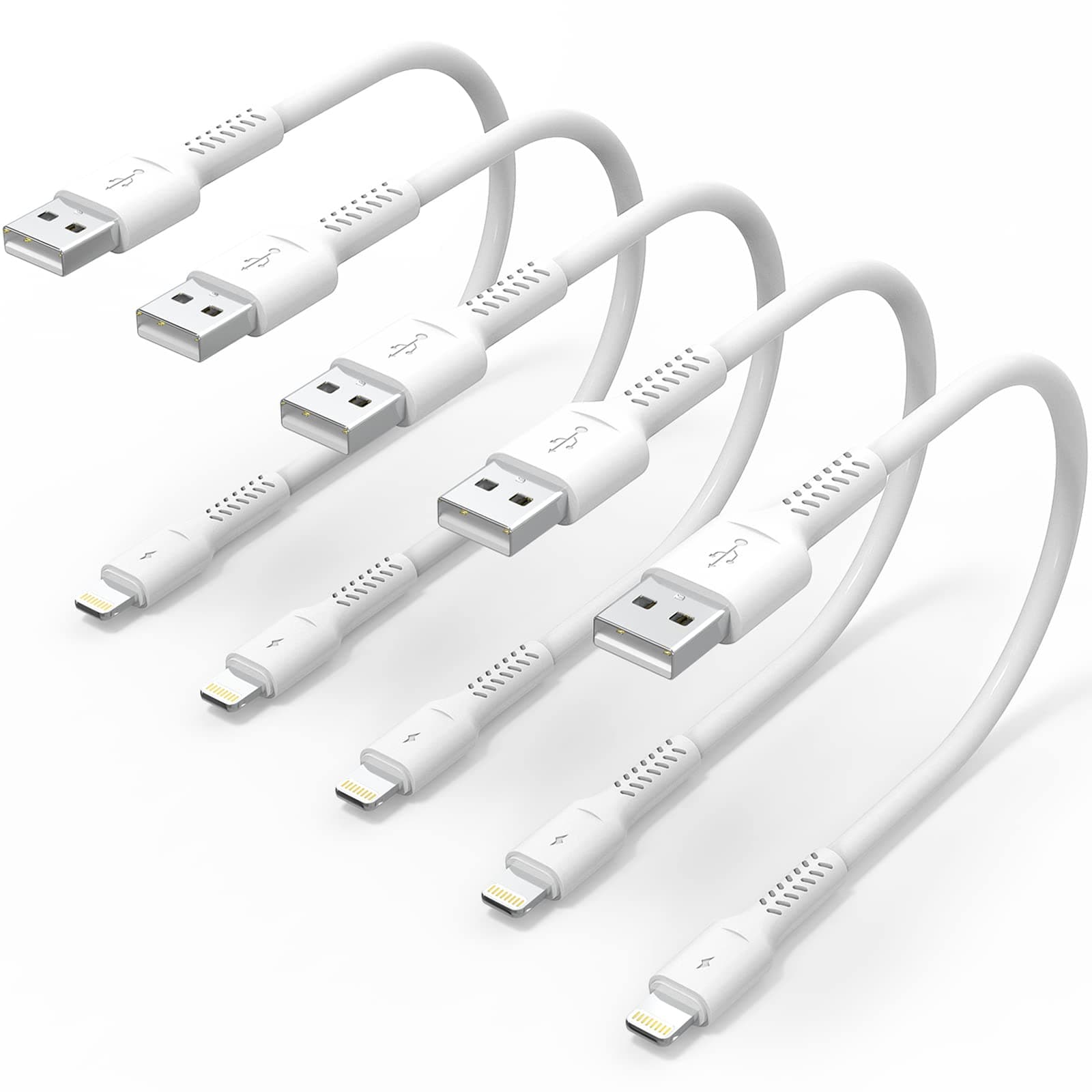 6 inch iPhone Charge Cable Short 0.5ft 5Pack USB to Lightning Cord for Fast Charging Stations Compatible with Apple iPhone 12 11 Pro Max Xs 8 7 6 5 Plus iPad Air/Mini