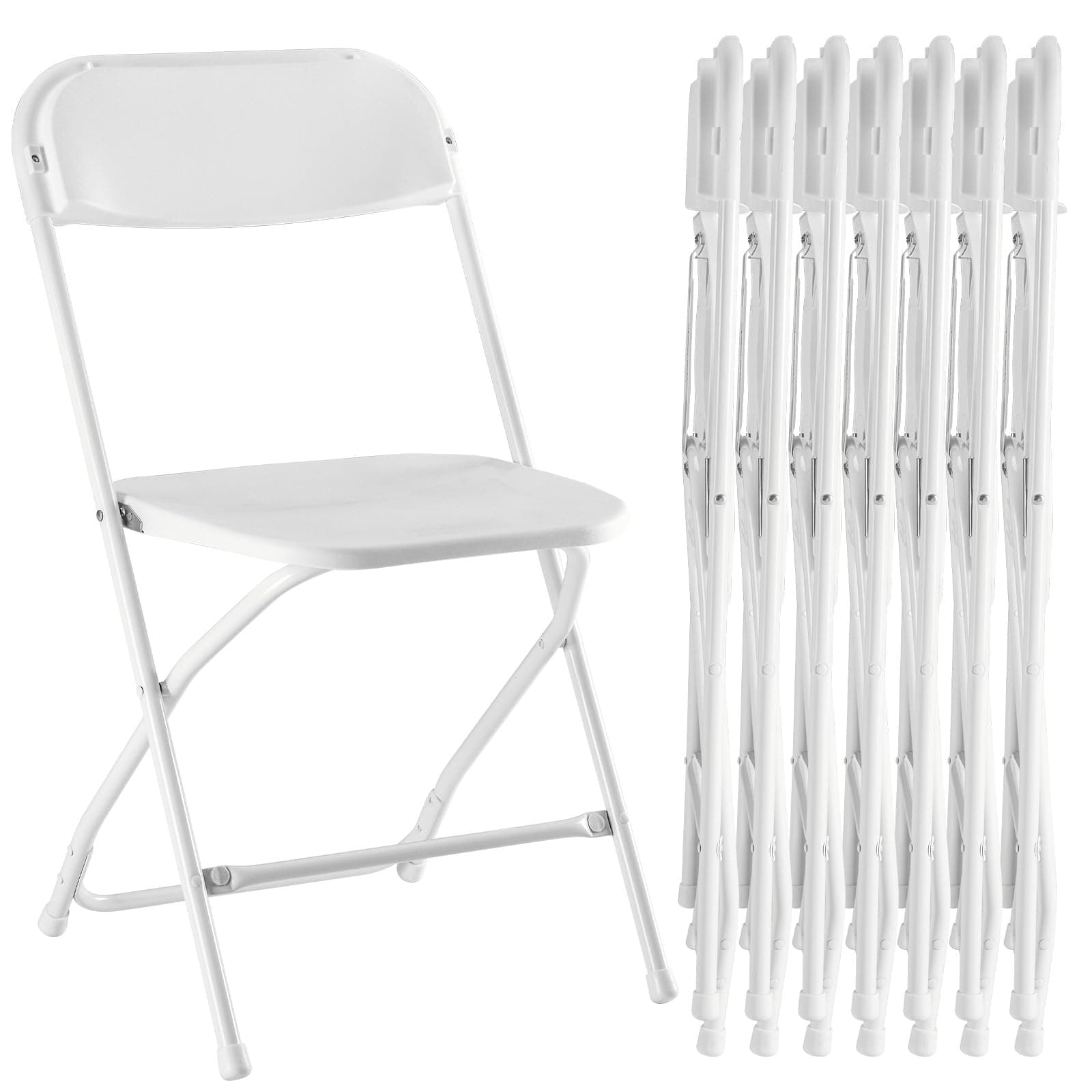 - Sweetcrispy Folding Chair 8 Pack, Plastic Foldable Chairs with 330-Pound Capacity, Sturdy Metal Portable Chair, Easy to Use and Store, Outdoor and Indoor, for Home, Office, Party, Comfy, White