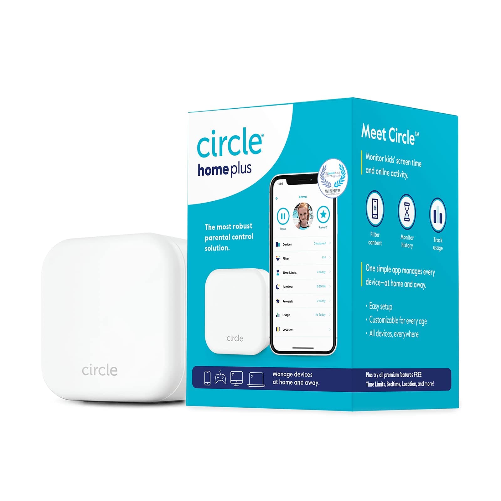 Circle Parental Controls 3 Month Subscription - Internet & Mobile Devices - Works on WiFi, Android & iOS Devices - Control Apps, Set Screen Time Limits, Block & Filter Content