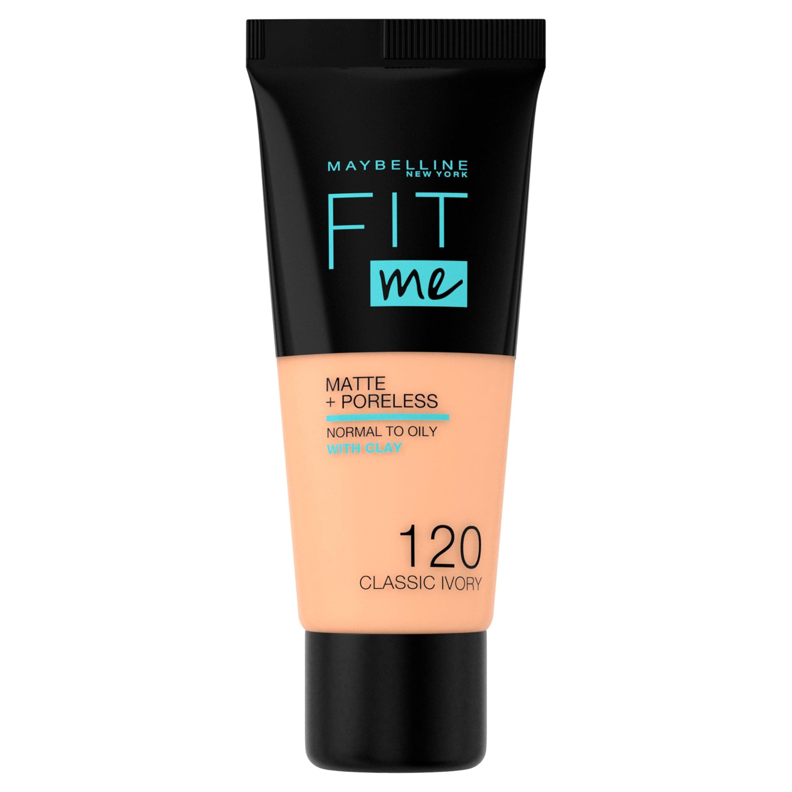 New York Liquid Foundation, Matte & Poreless, Full Coverage and Blendable, Normal to Oily Skin, Fit Me, 120 Classic Ivory