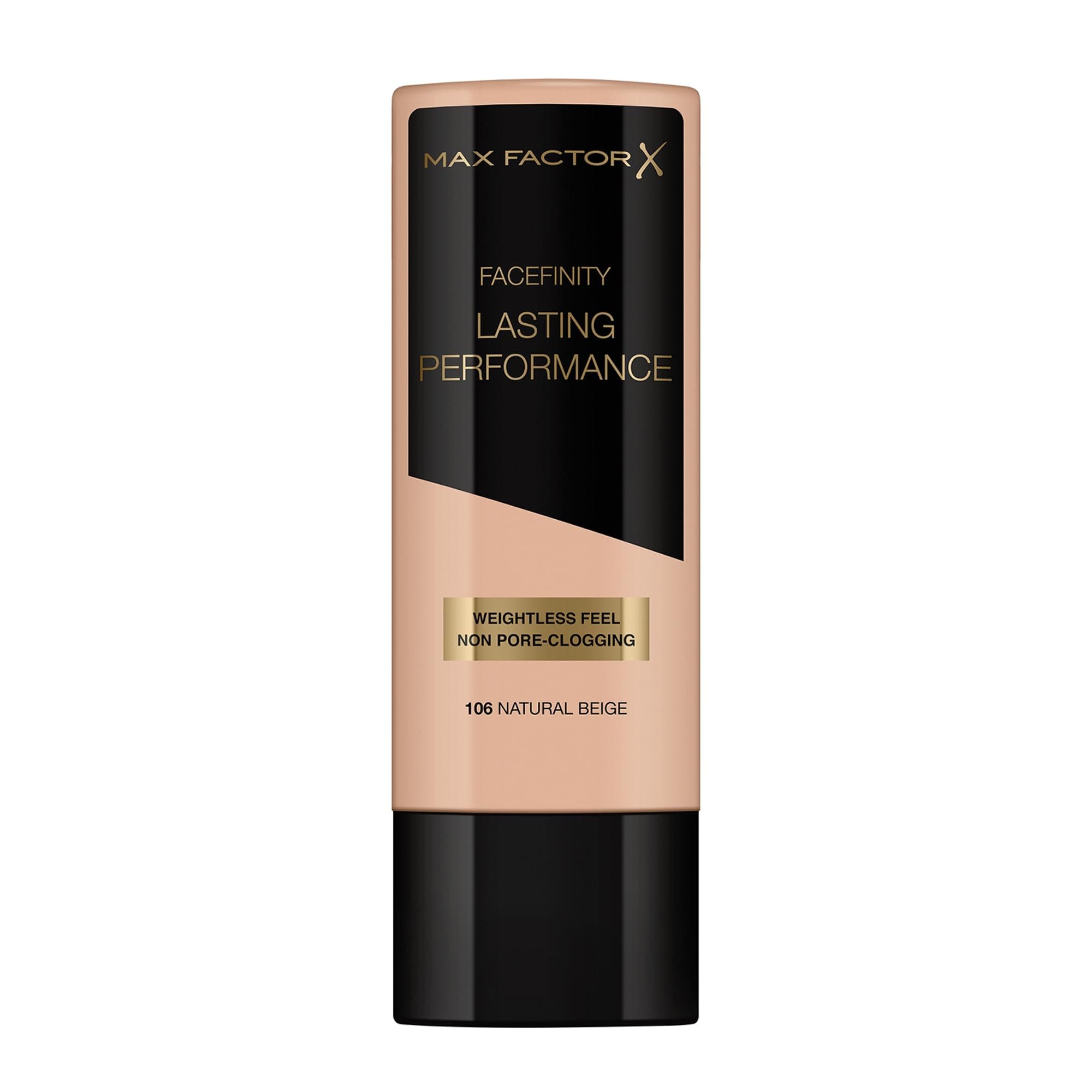 Max Factor Lasting Performance Liquid Foundation, 106 Natural Beige, Full Coverage, Flawless and Radiant Finish, Lightweight Formula, Smudge Resistant, Non Pore-Clogging, Fragrance Free, 35ml
