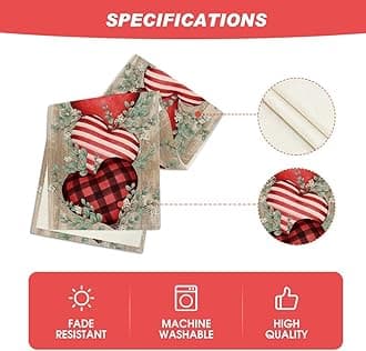 Artoid Mode Wood Eucalyptus Hearts Valentine's Day Table Runner, Anniversary Holiday Kitchen Dining Table Decoration for Home Party Decor 13x90 Inch