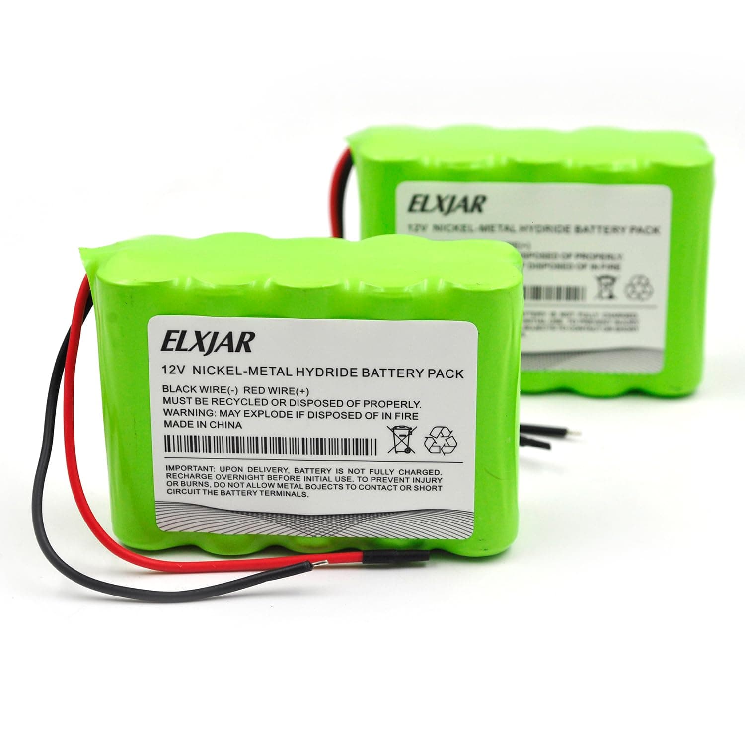 (2-Pack) 12V NiMH Battery Pack AA2000mAh, 10-Cell Rechargeable Replacement for RC Models, LED Kits, Medical Equipment, DIY Projects