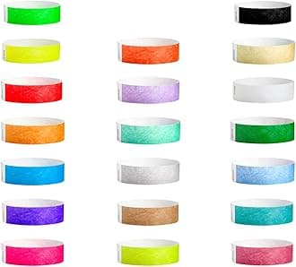 WristcoTop 20 Variety Pack 10000 Ct Tyvek 3/4 Inch Wristbands - Green Blue Red Yellow Pink Orange Purple White Kelly Sky Caribbean Cranberry Lime Mocha Gold Silver Aqua Berry Black Coral
