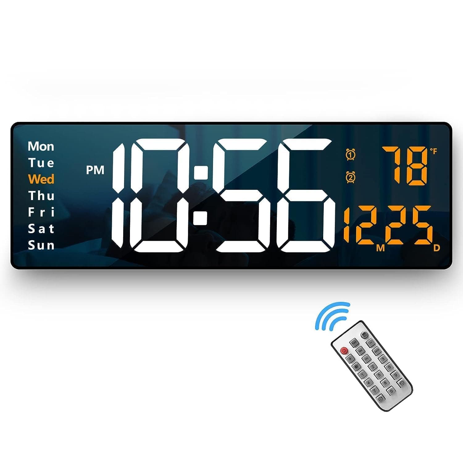 Aerys Digital Alarm Clock Wall Clock Large Desk Clock 16.2 Inch LED Clock with Remote Control/Auto Brightness Dimmer Large Clock