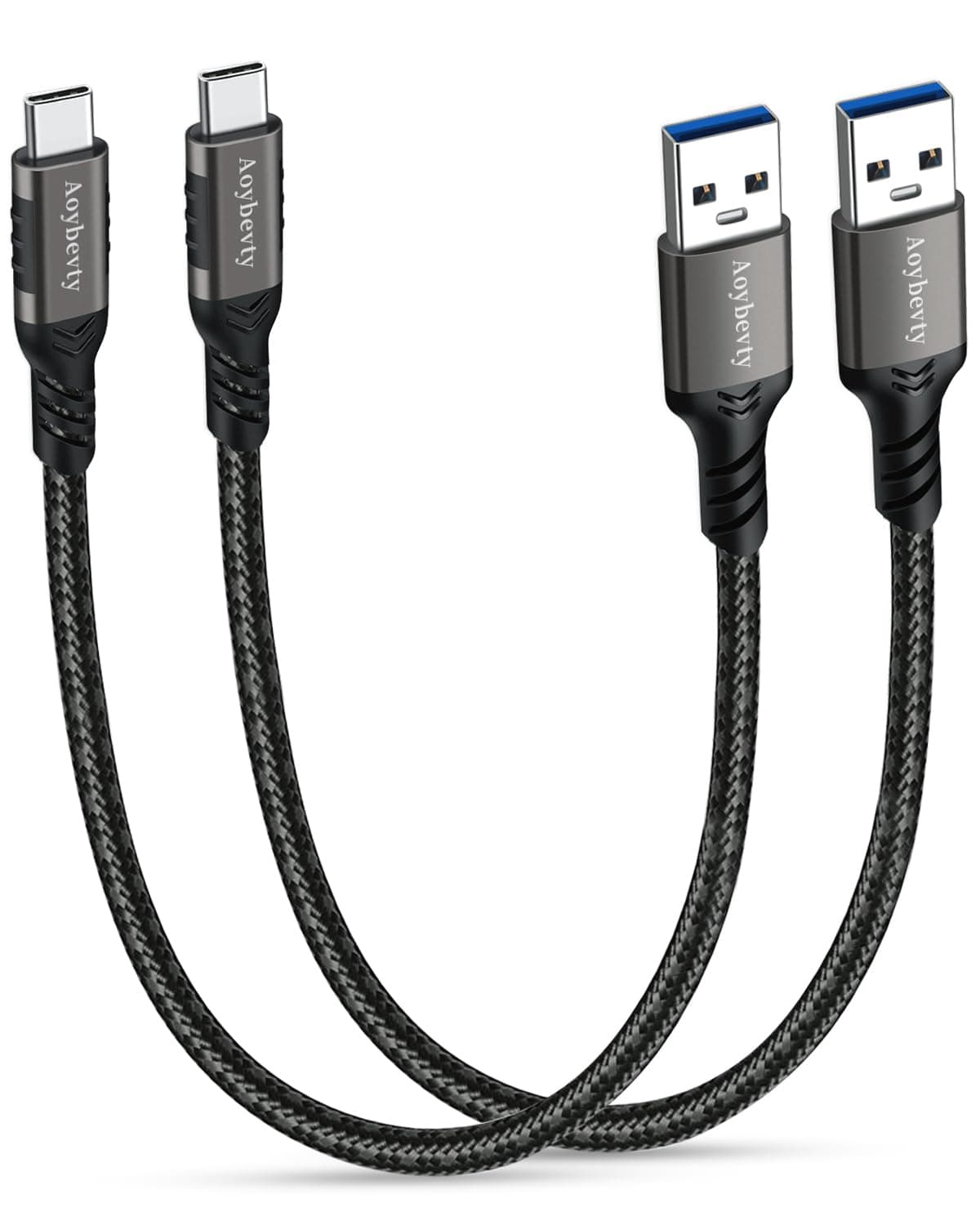 USB A to USB C Cable (2 Pack 1.6FT), USB 3.1/3.2 10Gbps Data Transfer and 60W 3A Fast Charging Cable for Samsung Galaxy External SSD and Other Type C Phone Laptop PC Devices