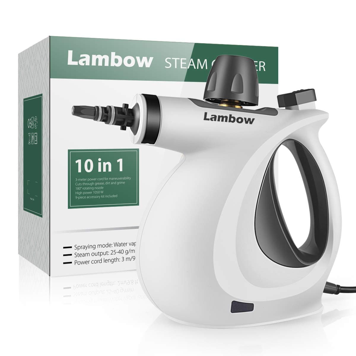 Handheld Pressurized Cleaner with 11-Piece Accessory Set - Multi-Purpose and Multi-Surface All Natural, Chemical-Free Cleaning for Home, Auto, Patio, More