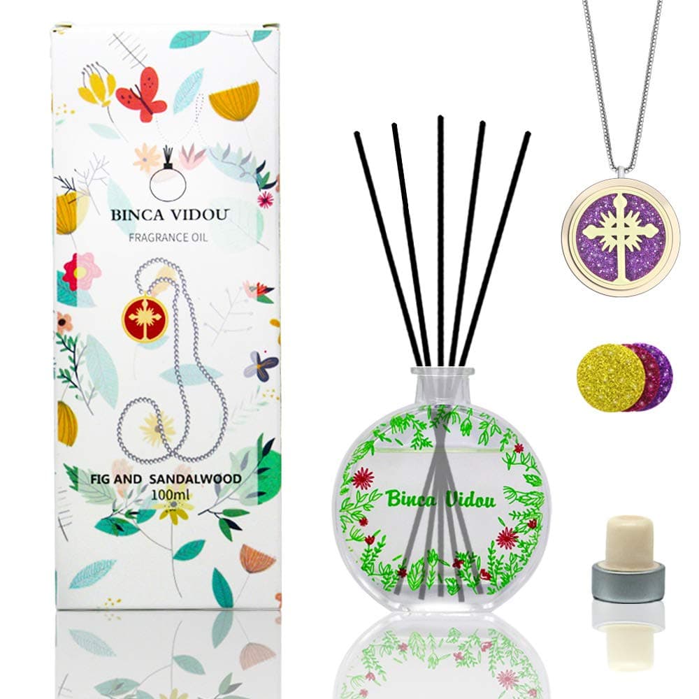 Reed Diffuser Set, Binca Vidou Sweet Pastoral Air Aromatherapy Diffusers Bergamot, Sandalwood, Lavender & Jasmine Oil Diffuser for Bedroom Living Room Office Gift Idea & Stress Relief 100ml