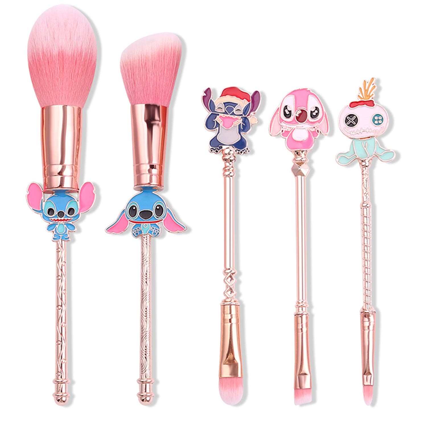 Interstellar Baby Makeup Brushes Set with 5Pcs Creative Stitch Theme Cosmetic Brushes Set, Premium Synthetic Foundation Eyeshades Brush Set Best Gift for Young Girl Women