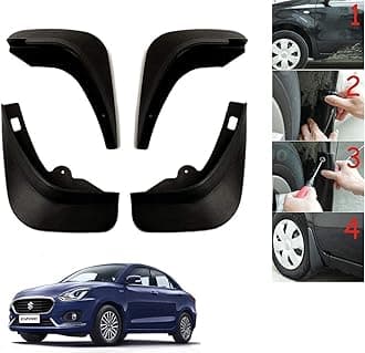 Auto Addict Car Mud Flaps Splash Guards (O.E Type Custom,4 pcs) for Maruti Suzuki New Dzire (2017-Present)