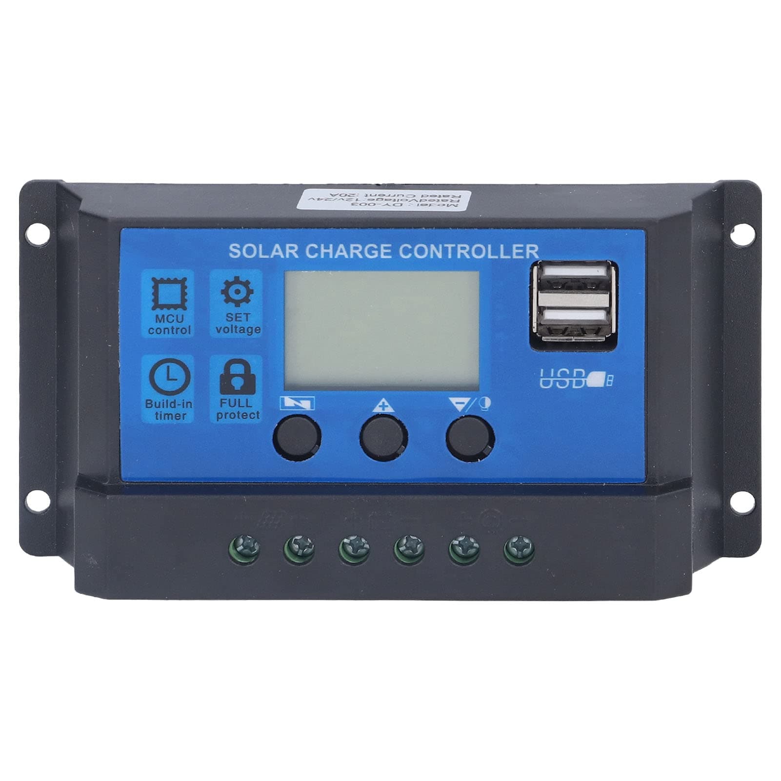 Sorandy 12/24V 20A PWM Solar Charge Controller, Solar Panel Controller with LCD Display, 5V Smart Dual USB Ports