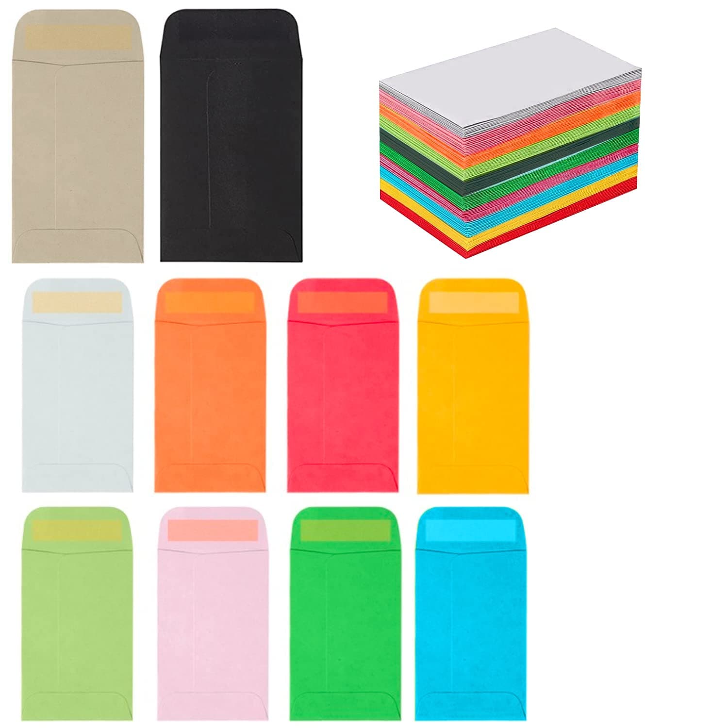 100 Pack #1 Coin Envelopes, [2.25 x 3.5] Kraft Seed Envelopes Mini Parts Small Items Stamps Storage Packets - Mini Envelopes 2x3, Colored Small Envelopes with Secure Full-Flap Seal