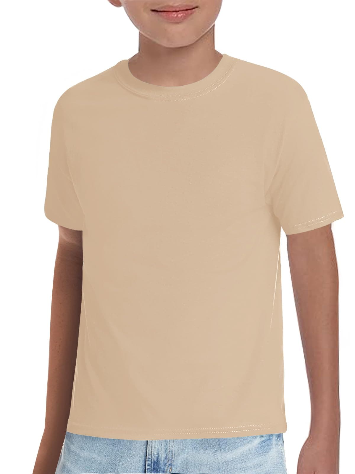 Boys T-Shirts Kids Short Sleeve Crewneck Solid Basic Tees Casual Tops 5-14 Years