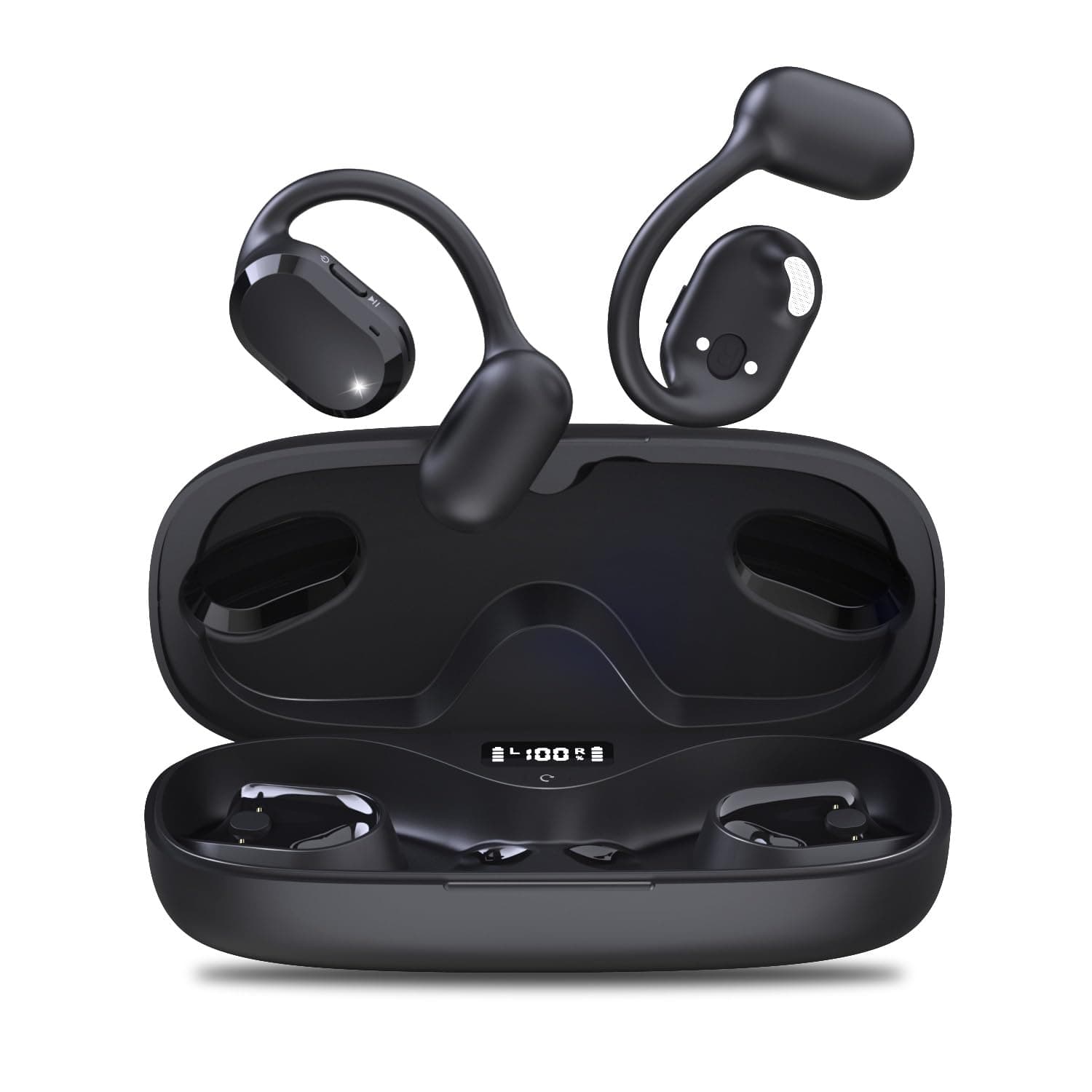 Open Ear True Wireless Earbuds, Bluetooth 5.4 Headphones w/Dual Mic for Calling, 10g Light&Comfort, Open Ear Earbuds w/Earhooks for Working Running Traveling, IP67 Waterproof, 40H Playtime