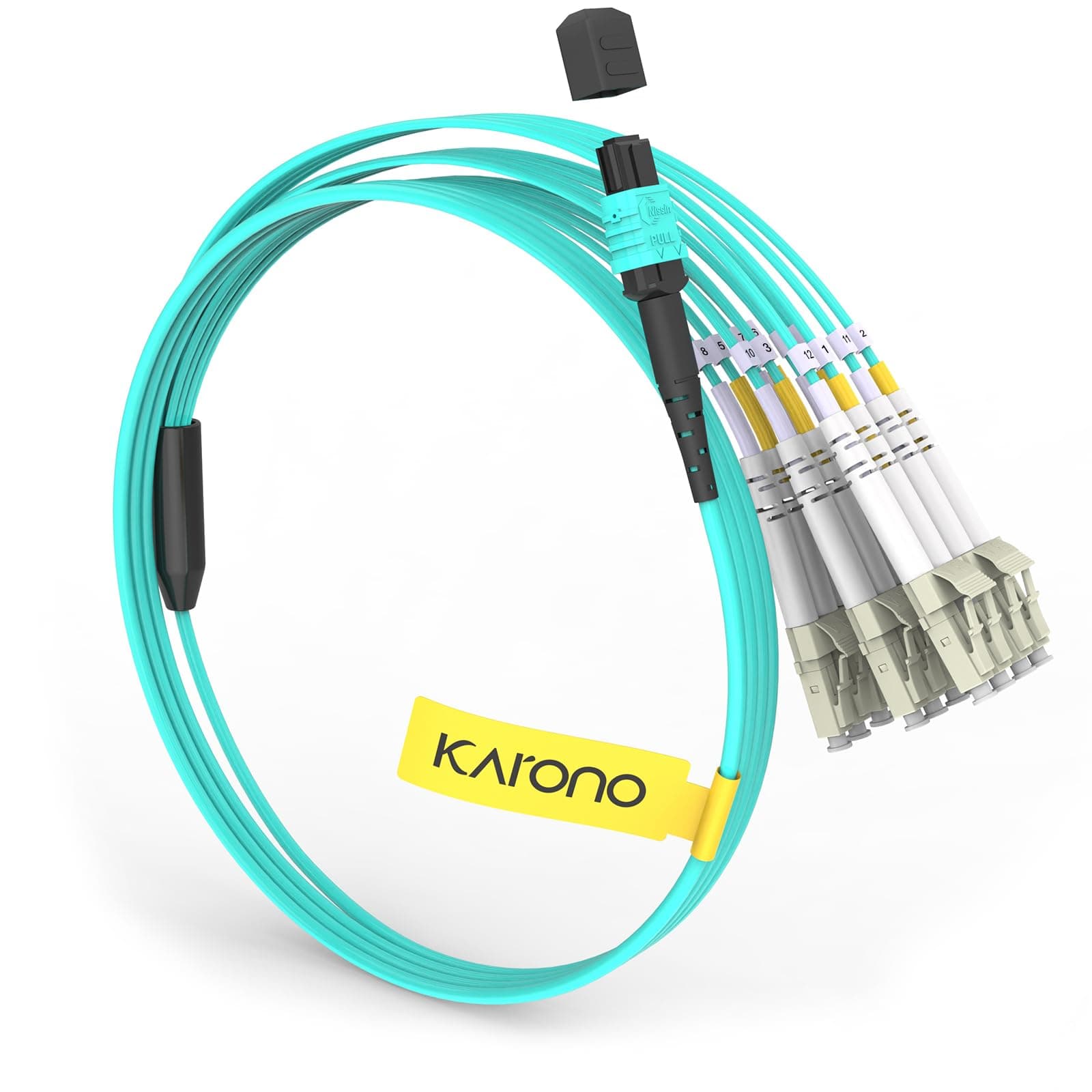 3M(10ft) MTP/MPO (APC) to 12 x LC Multimode Breakout Fiber Optic Cable, QSFP to 6 OM3 Duplex LC, QSFP+ 40/100Gbe, QSFP+ 40GBASE-PLR 4, 12 Strands