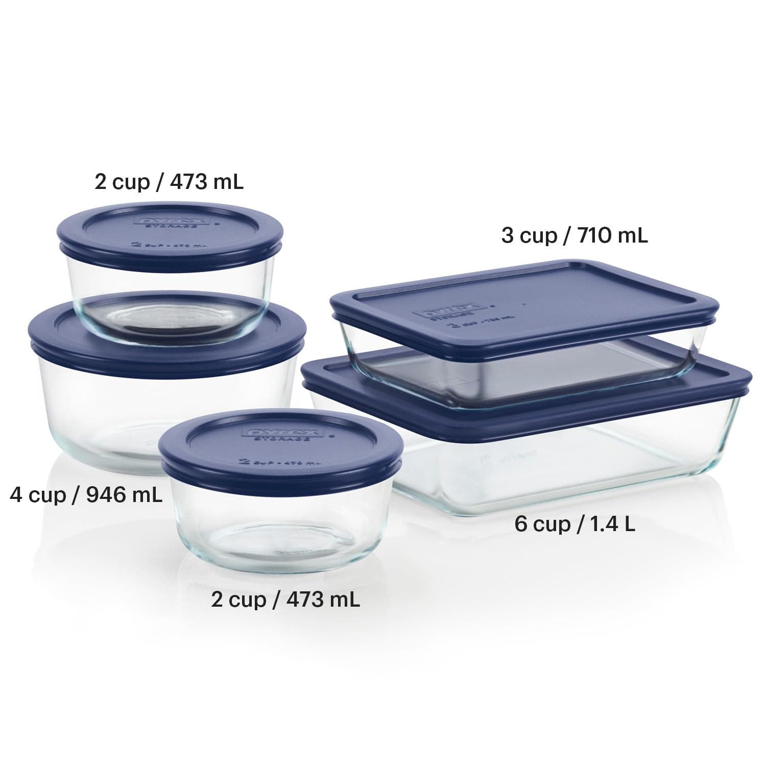 Pyrex 10 Piece Simply Store Food Storage Set, Clear