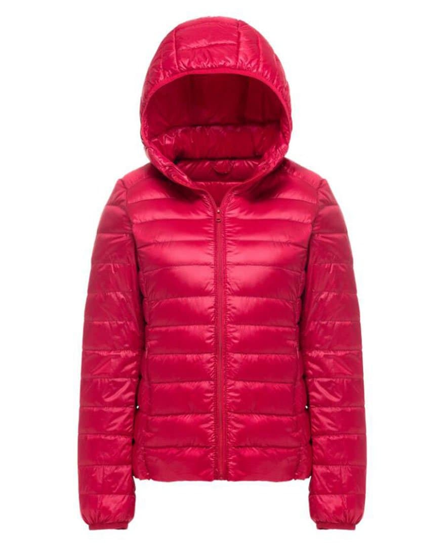 Women's Lightweight Packable Hooded Down Jacket Puffer Coat Red L (Tag)