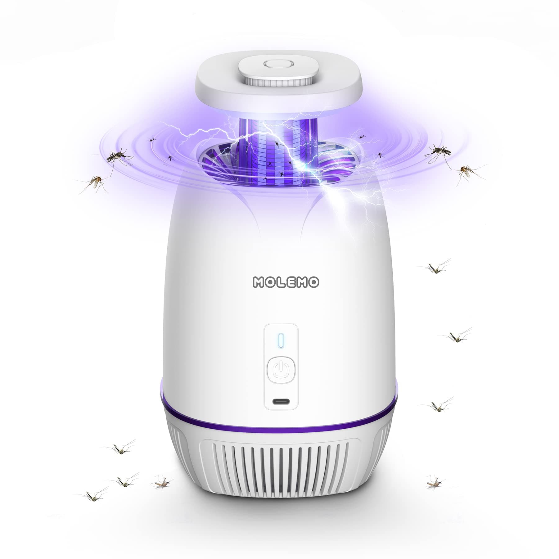 molemo Flying Insect Trap - Electric Bug Zapper, 3-in-1 Mosquito Repellent with UV Light Attractant and Fan, Mosquito Zapper Indoors & Outdoors for Killing Mosquito/Gnat/Moth/Fruit Flies