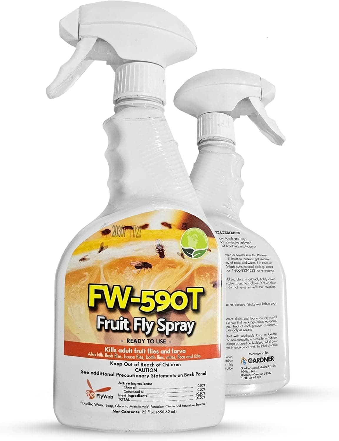 Gardner - Fruit Fly Spray for Gnats, Bugs, Fleas, Ticks, Mites, Wasps - Pet Friendly All Natural Bug Spray for Home - Gnat Killer for Indoor Plants - Stain Free Flying Insect Spray