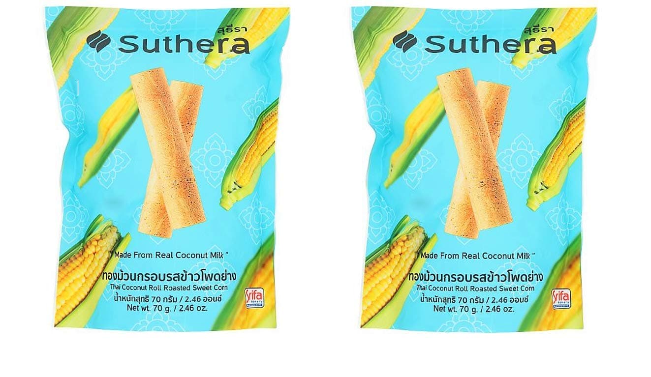 Suthera Thai Coconut Roll Roasted Sweet Corn 70g, 2 Pack