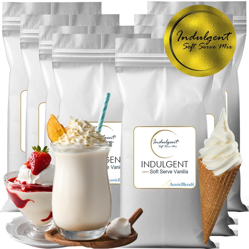 AussieBlends Indulgent Soft Serve Mix Vanilla Powder For Soft Serve, Milkshake | 8-Pack Box (8 x 1.5kg Bags)