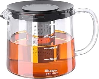 Glass Teapot with Removable Infuser, 1000ml/33OZ Stovetop Safe Tea Kettle for Blooming & Loose Leaf Tea, Premium Gift Box