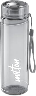 MILTON Hector 1000 Water Bottle, 1 Litre, Reusable Plastic Fridge Bottle, BPA Free and Leak Proof Bottles for Travel, Work, Pack of 1, Grey