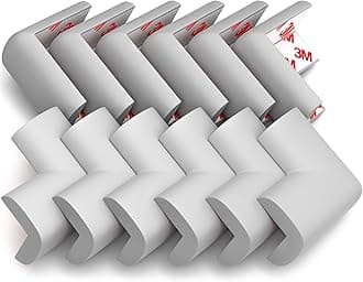 12-Pack Corner Protectors Baby Proof, Furniture Corner and Edge Safety Bumpers, Soft Rubber Foam Cushion Covers, 3M Taped Corner Guards, Baby Child Proofing Pads, Table Corner Protectors, Gray