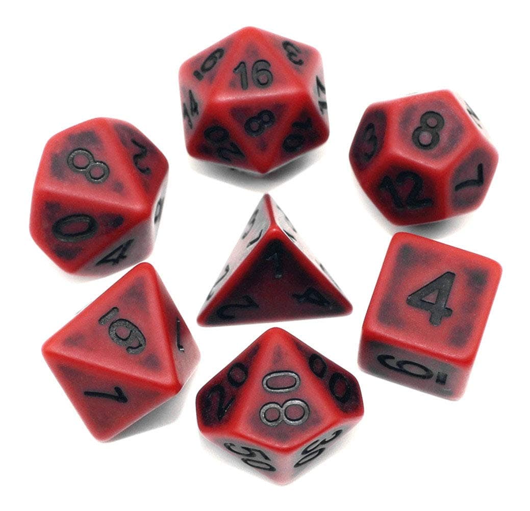 DND Dice Set Ancient RPG Dice for Dungeons and Dragons(D&D) Pathfinder MTG Tabletop Role Playing Game Polyhedral 7-Die Dice Group (Scarlet)